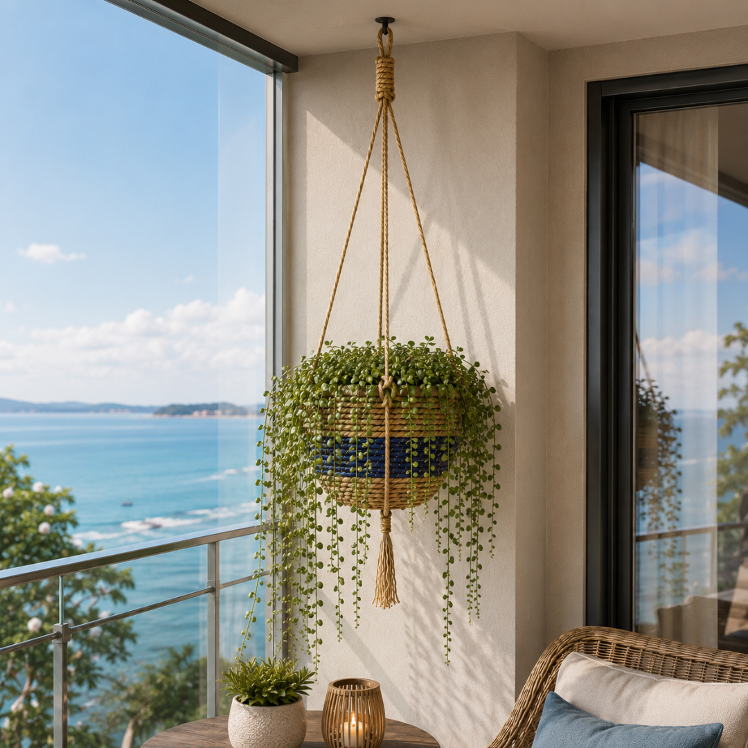 Suspension en osier pour plantes
