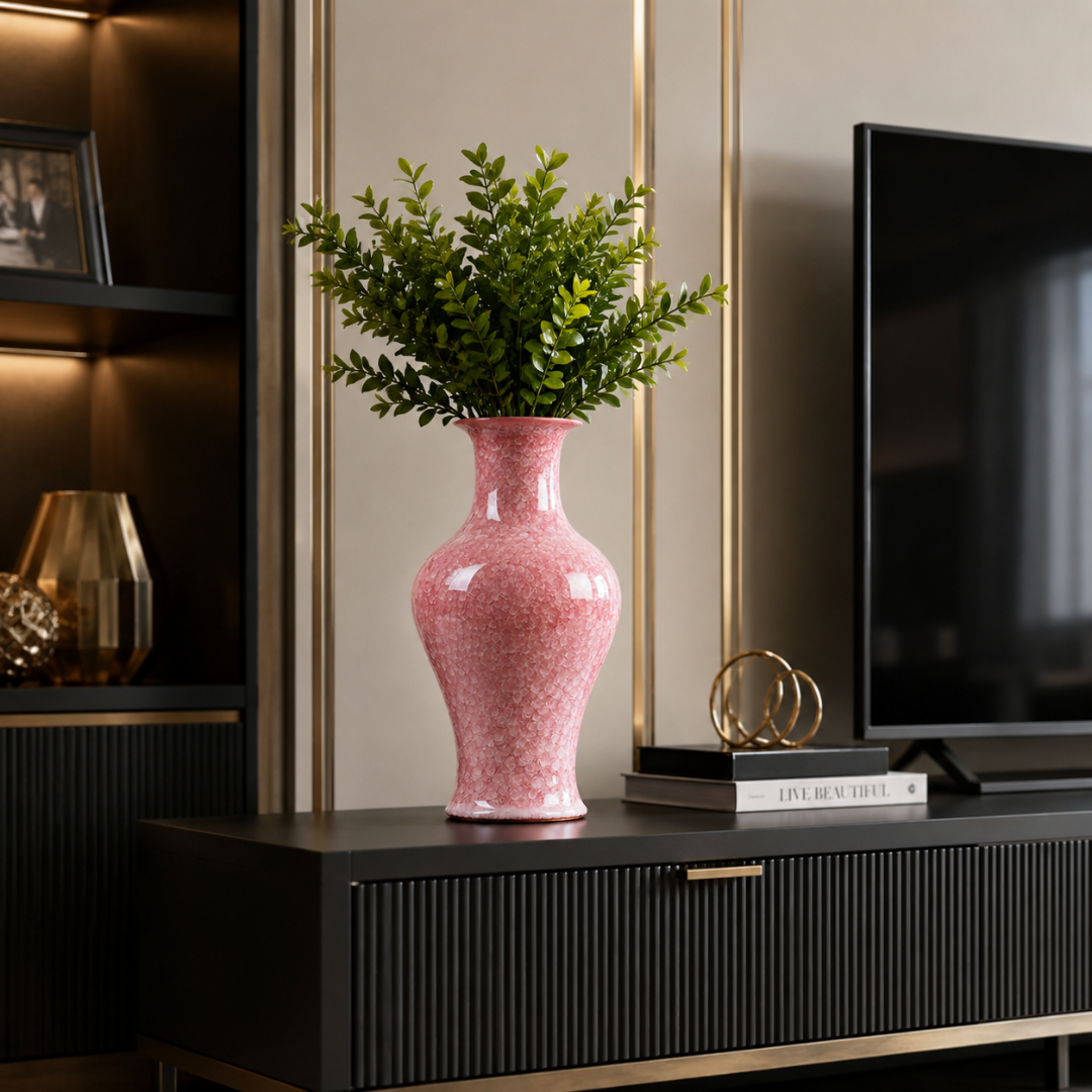 Grand vase rose poudré