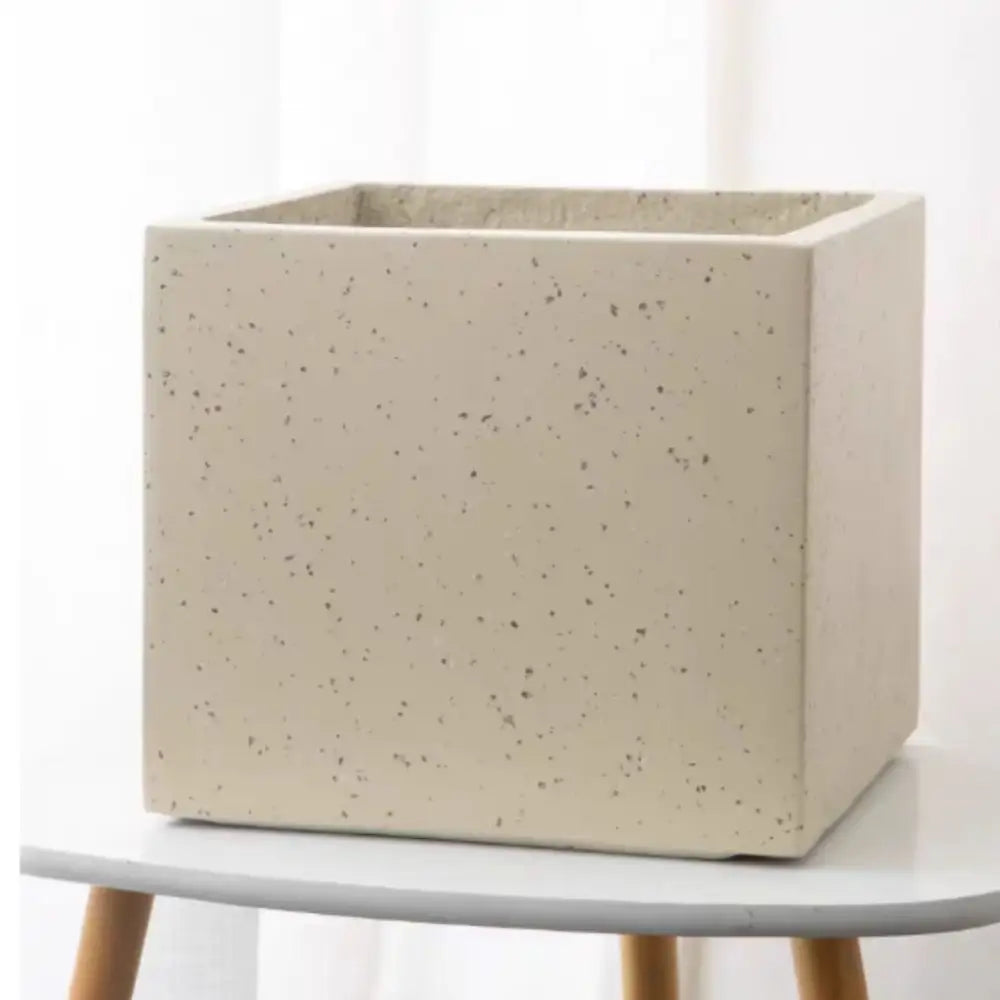Grand pot de fleur carré - Beige