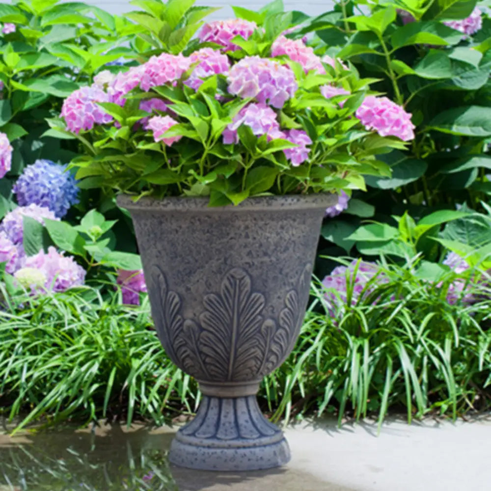 Grand pot de fleur extérieur en résine - Gris Foncé