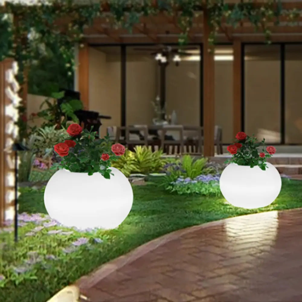Grand pot de fleur extérieur lumineux solaire