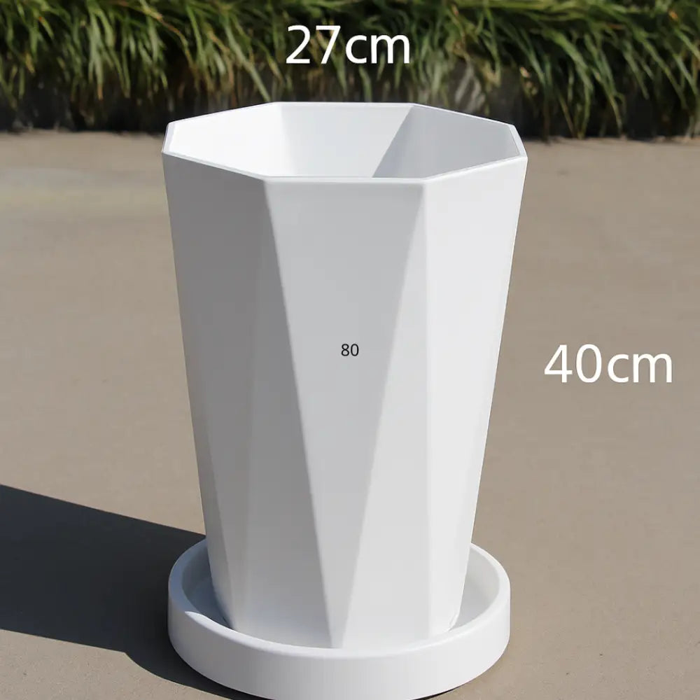 Grand pot de fleur sur roulette - Blanc