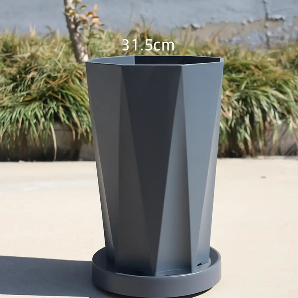 Grand pot de fleur sur roulette - Gris