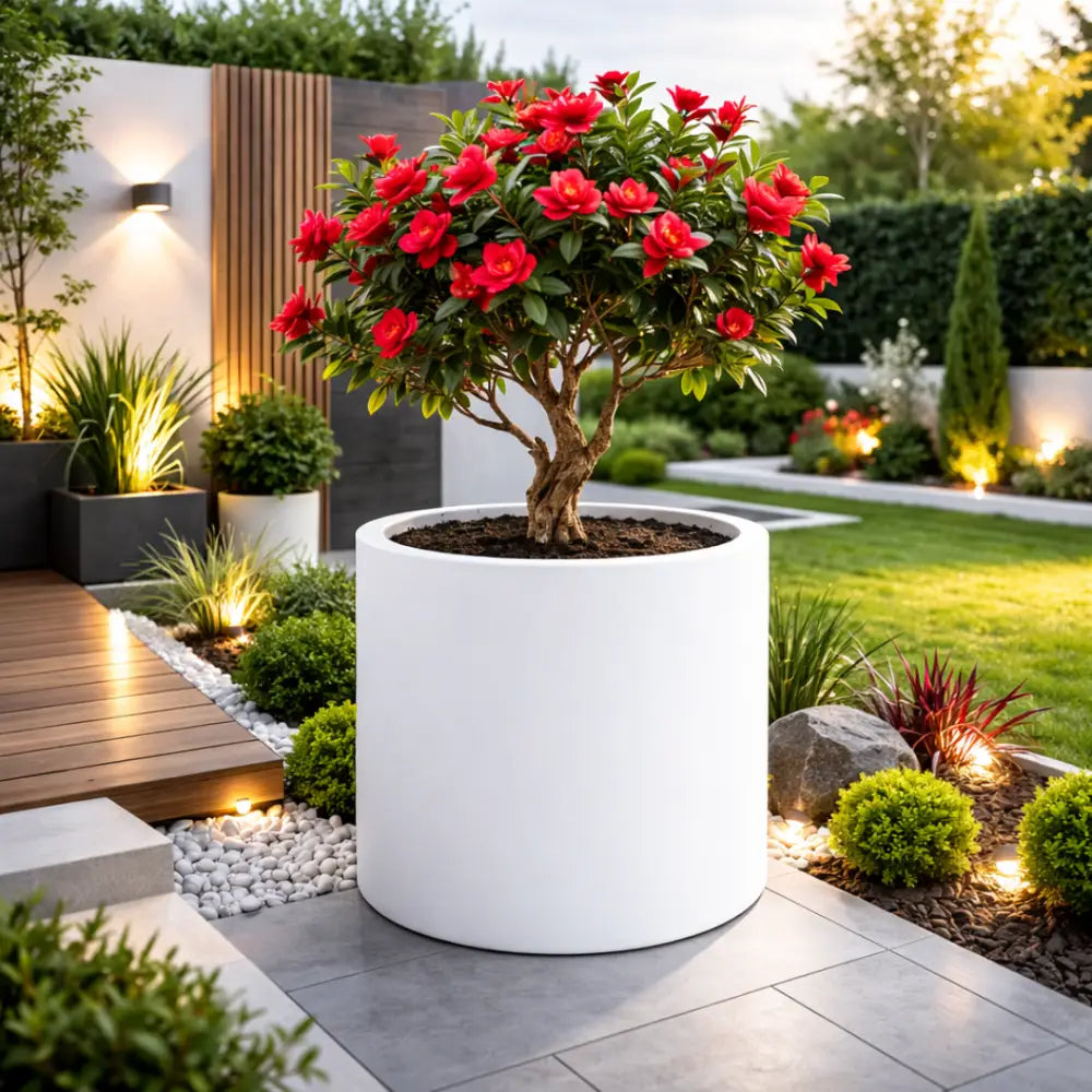 Grande jardinière béton ronde