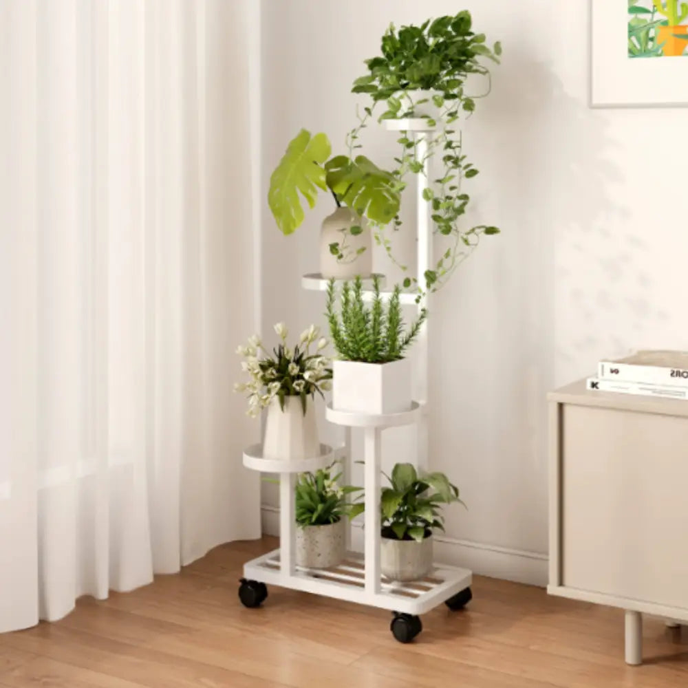 Porte plantes à roulettes Blanc