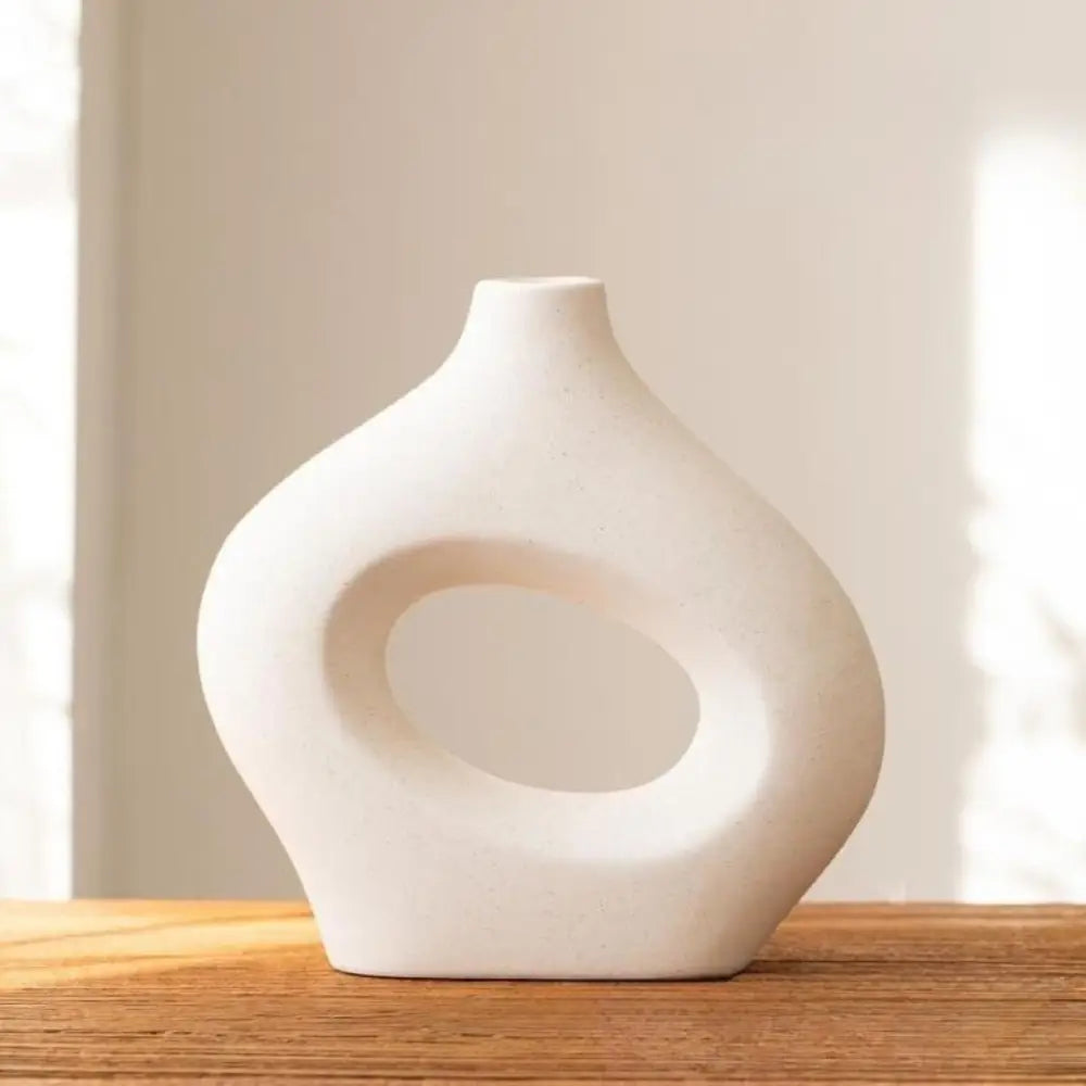 Vase avec pampa - Blanc / Moyen