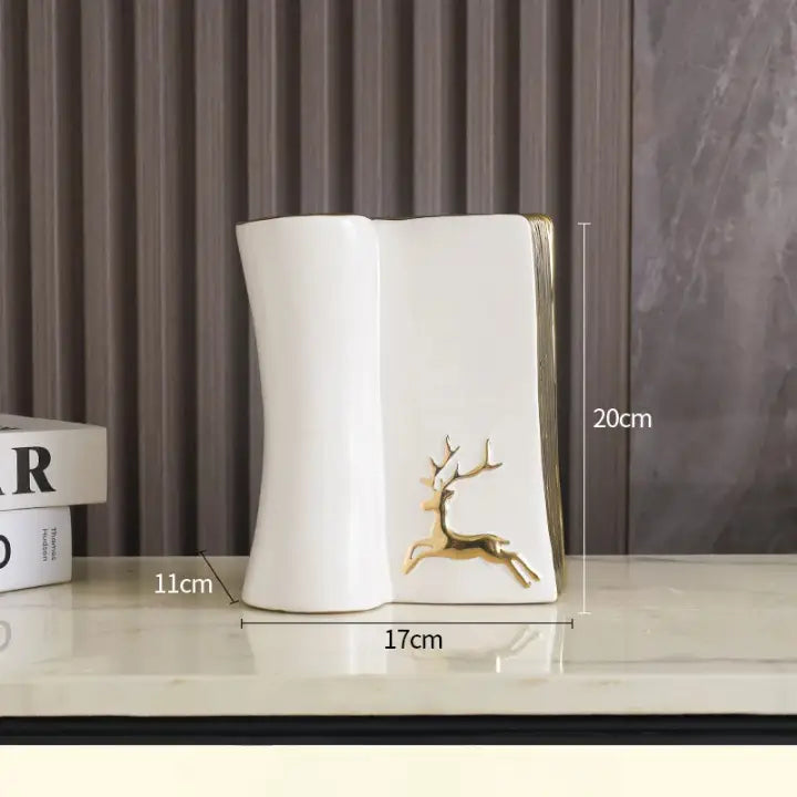 Vase livre avec cerf - B / Blanc