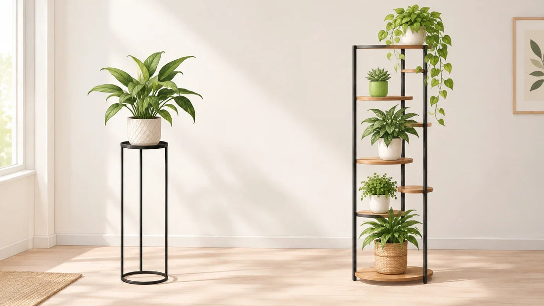Comparer un support individuel et une étagère à plusieurs niveaux pour plantes