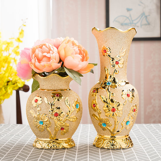 Vase céramique doré
