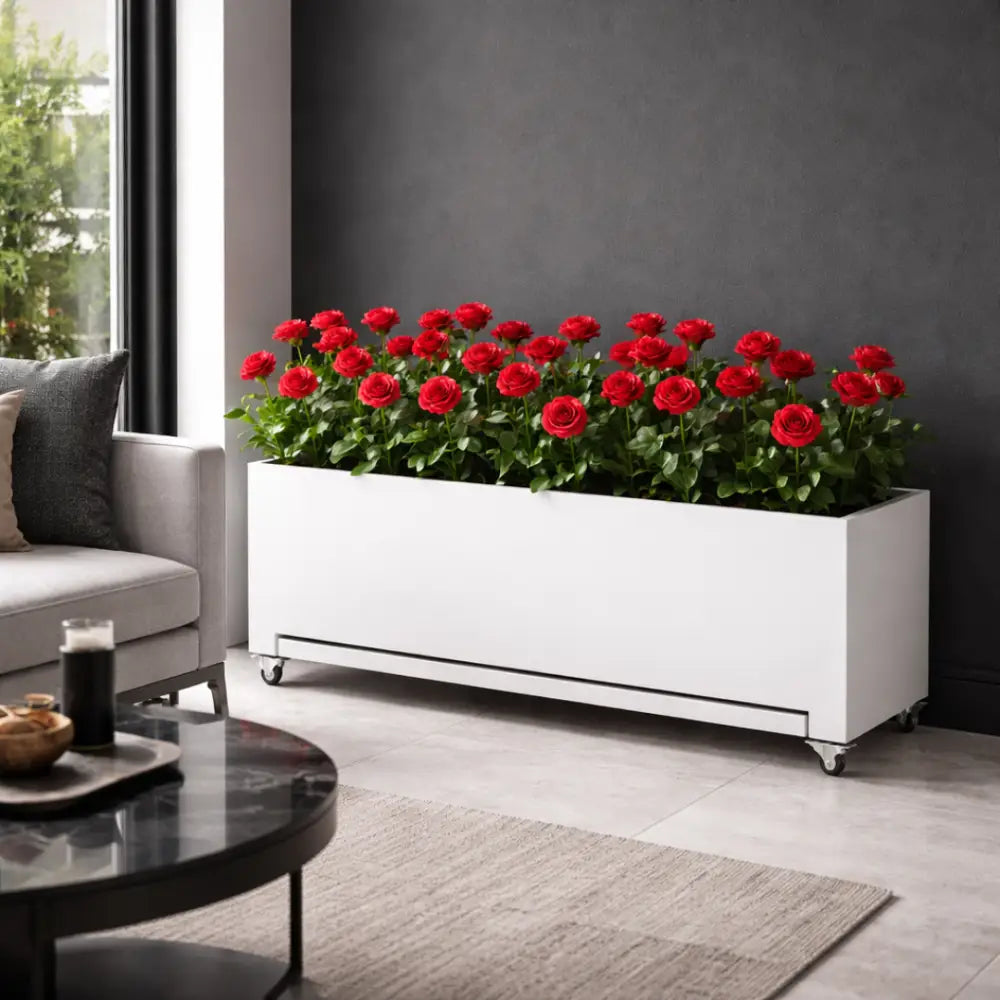 Grande jardinière sur roulettes