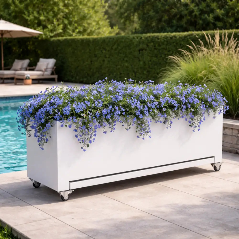 Grande jardinière sur roulettes