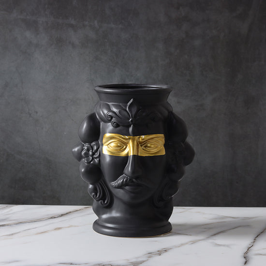 Vase céramique visage noir