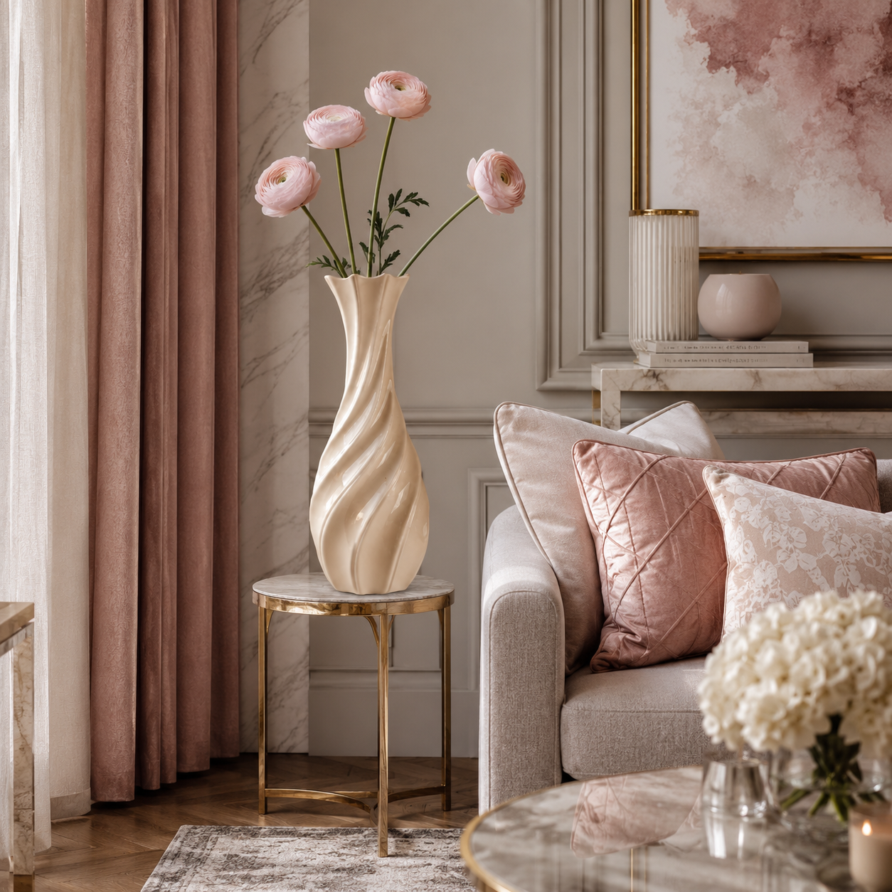 Grand vase beige