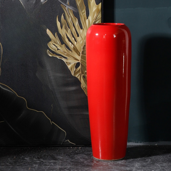 Grand vase rouge à poser au sol 80 cm