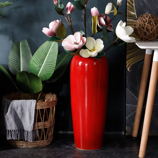 Grand vase rouge à poser au sol 60 cm