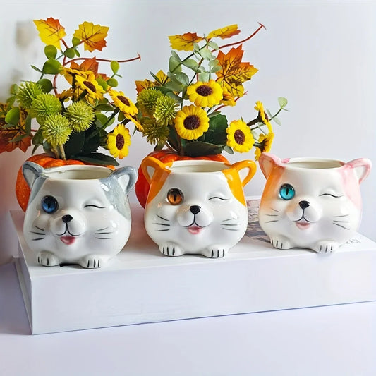 Pot de fleur chat