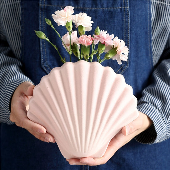 Vase coquillage rose