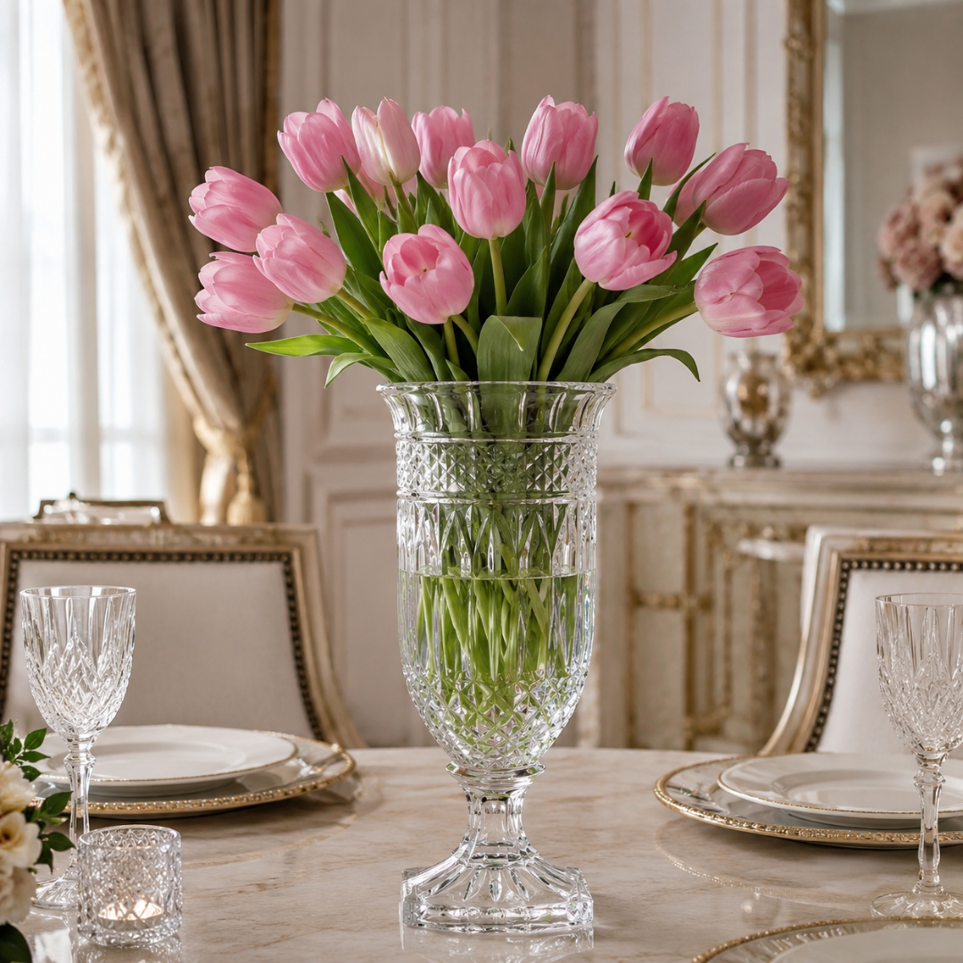 Grand vase en verre sur pied