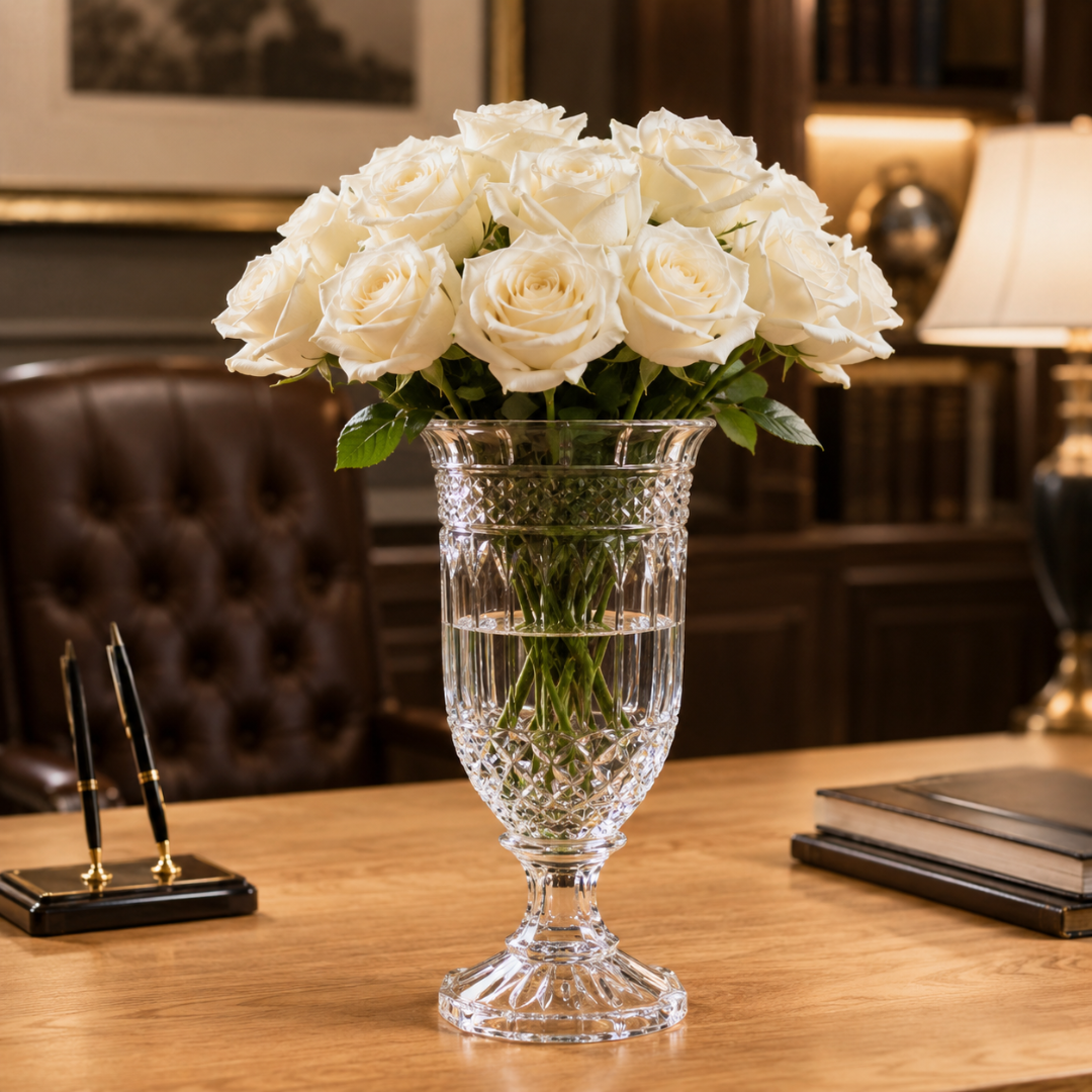Grand vase en verre sur pied