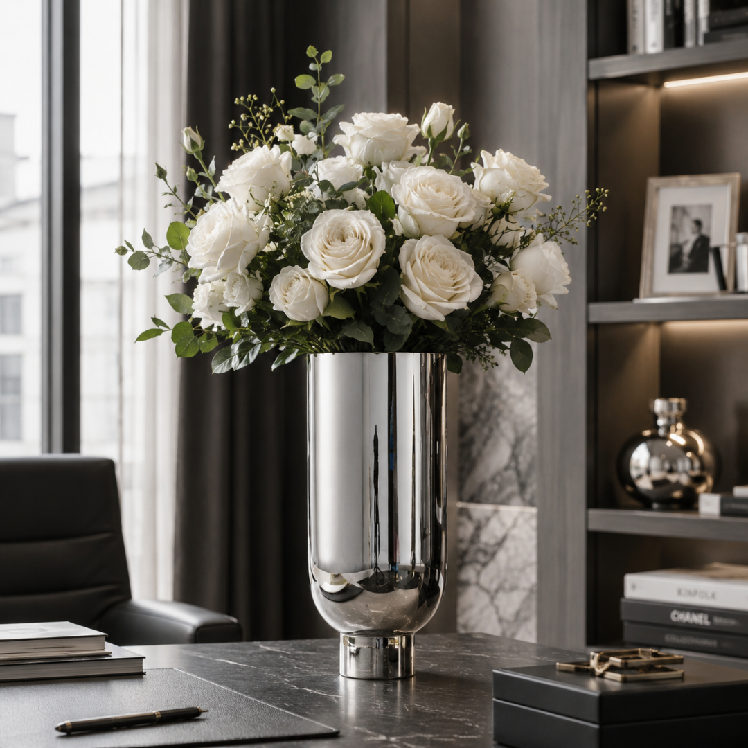 Grand vase argenté