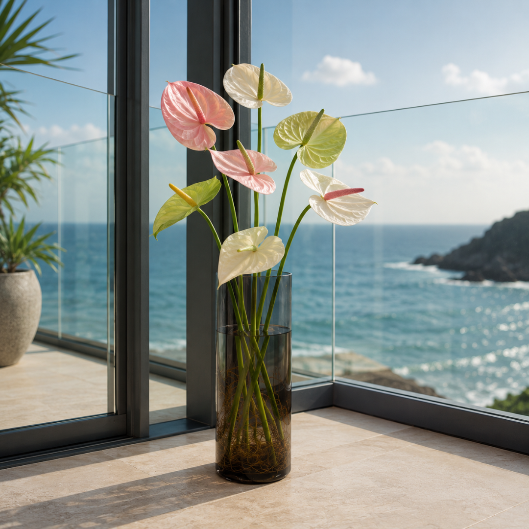 Grand vase en verre fumé