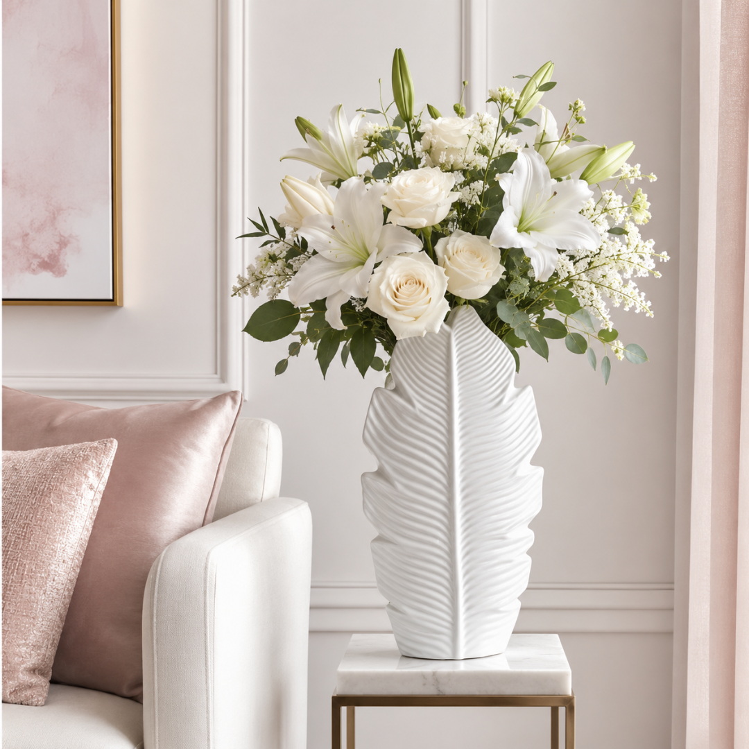 Grand vase blanc laqué