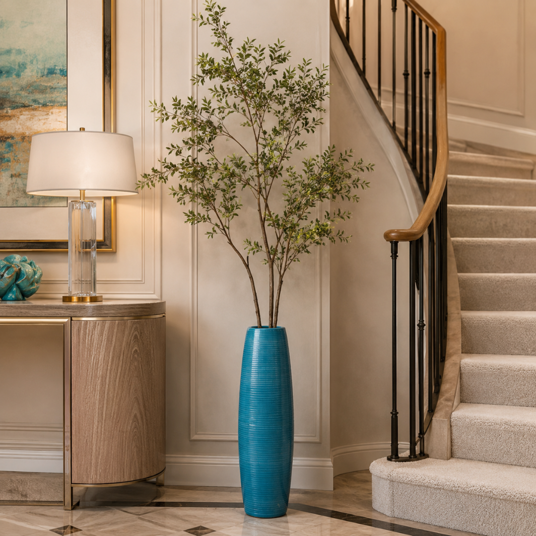 Grand vase bleu petrole
