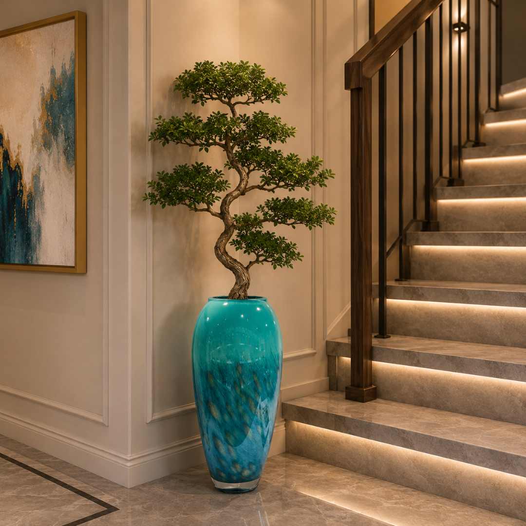 Grand vase bleu turquoise