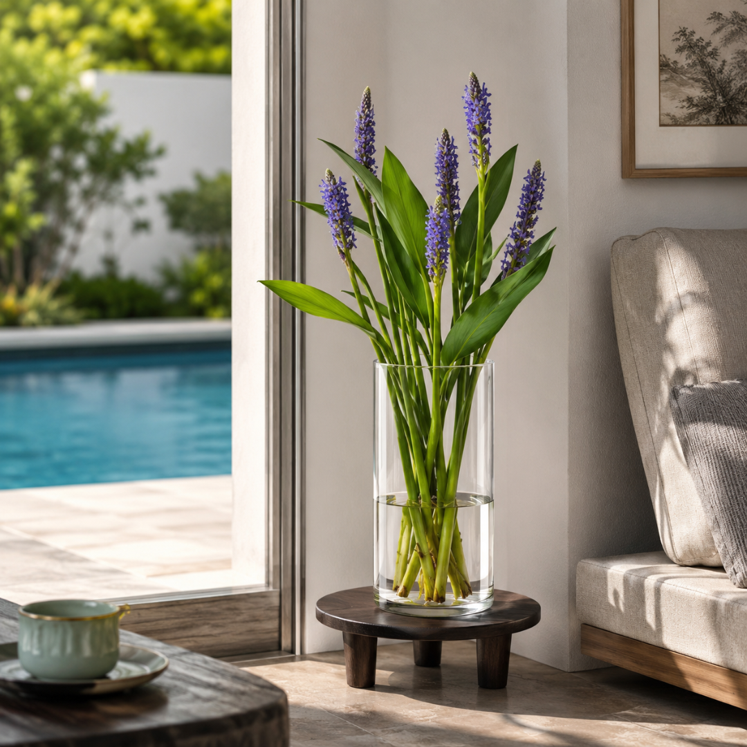 Grand vase cylindrique en verre transparent