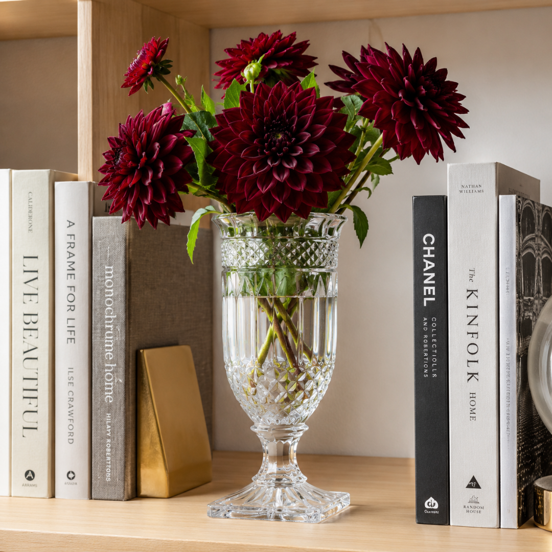 Grand vase en verre sur pied
