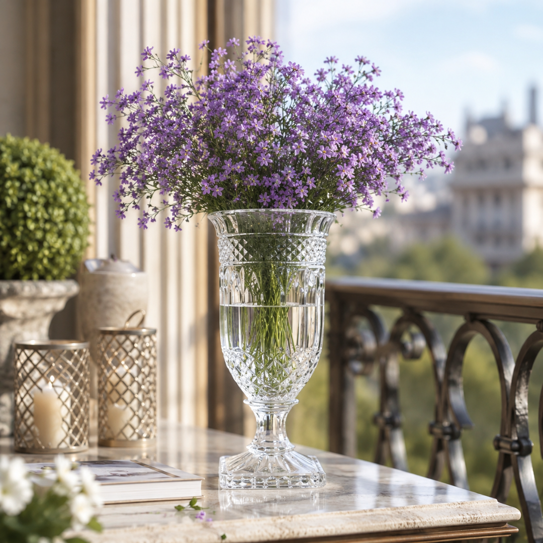 Grand vase en verre sur pied