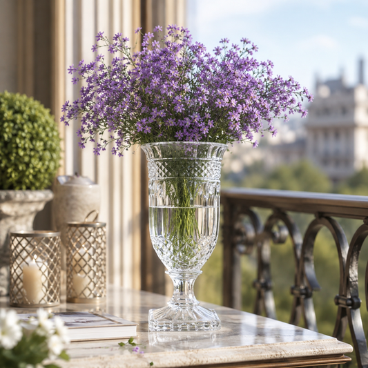 Grand vase en verre sur pied