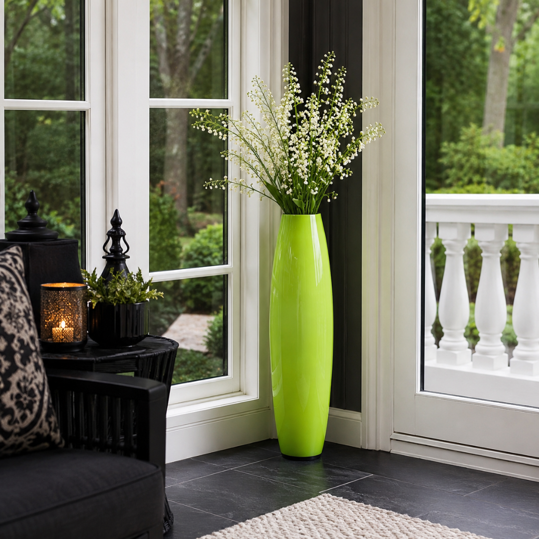 Grand vase en verre vert
