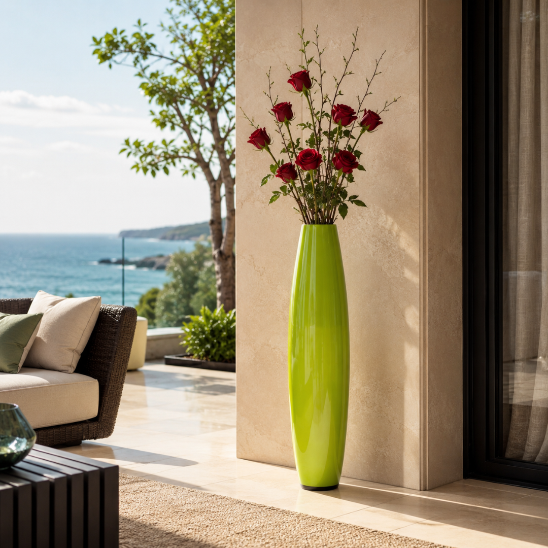 Grand vase en verre vert