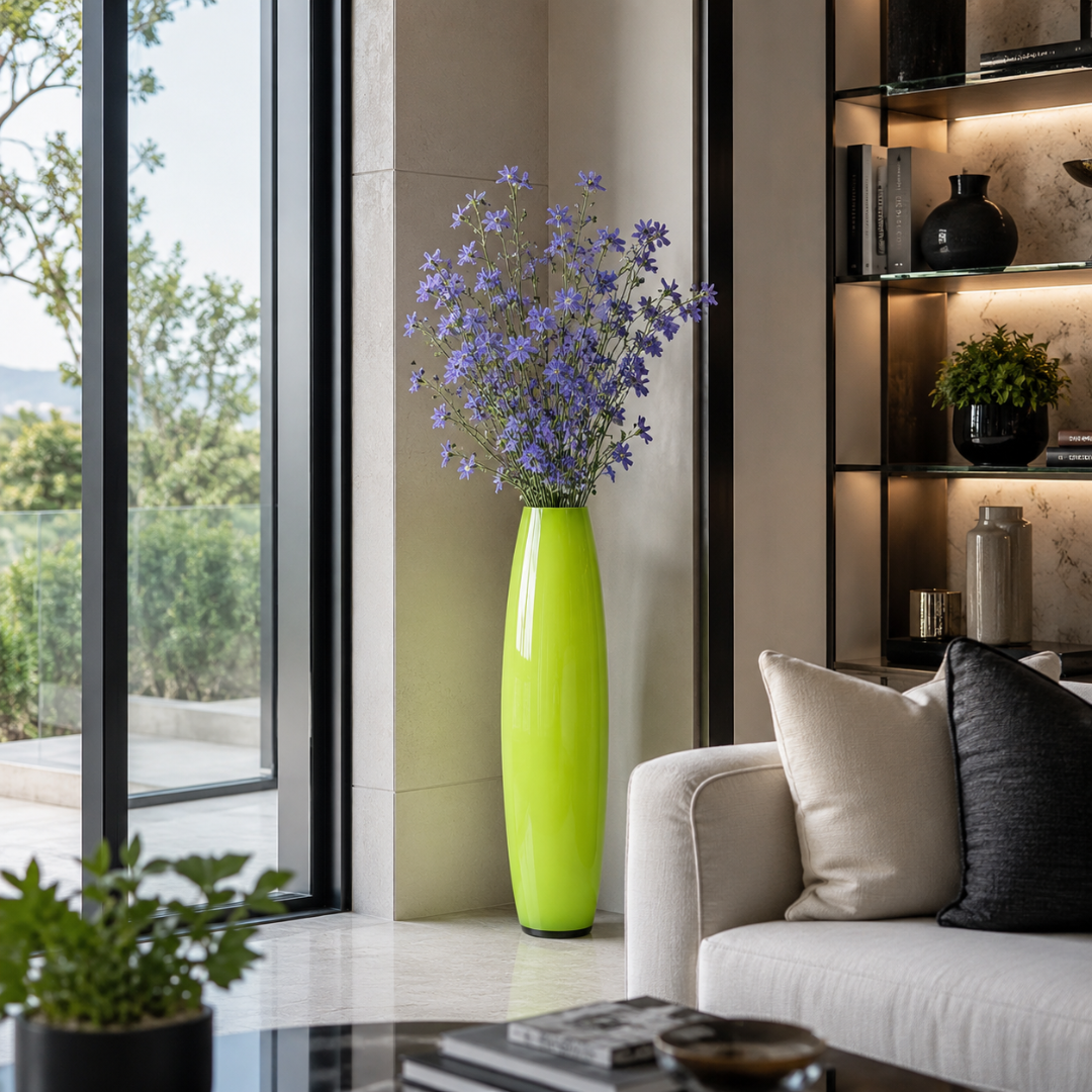 Grand vase en verre vert