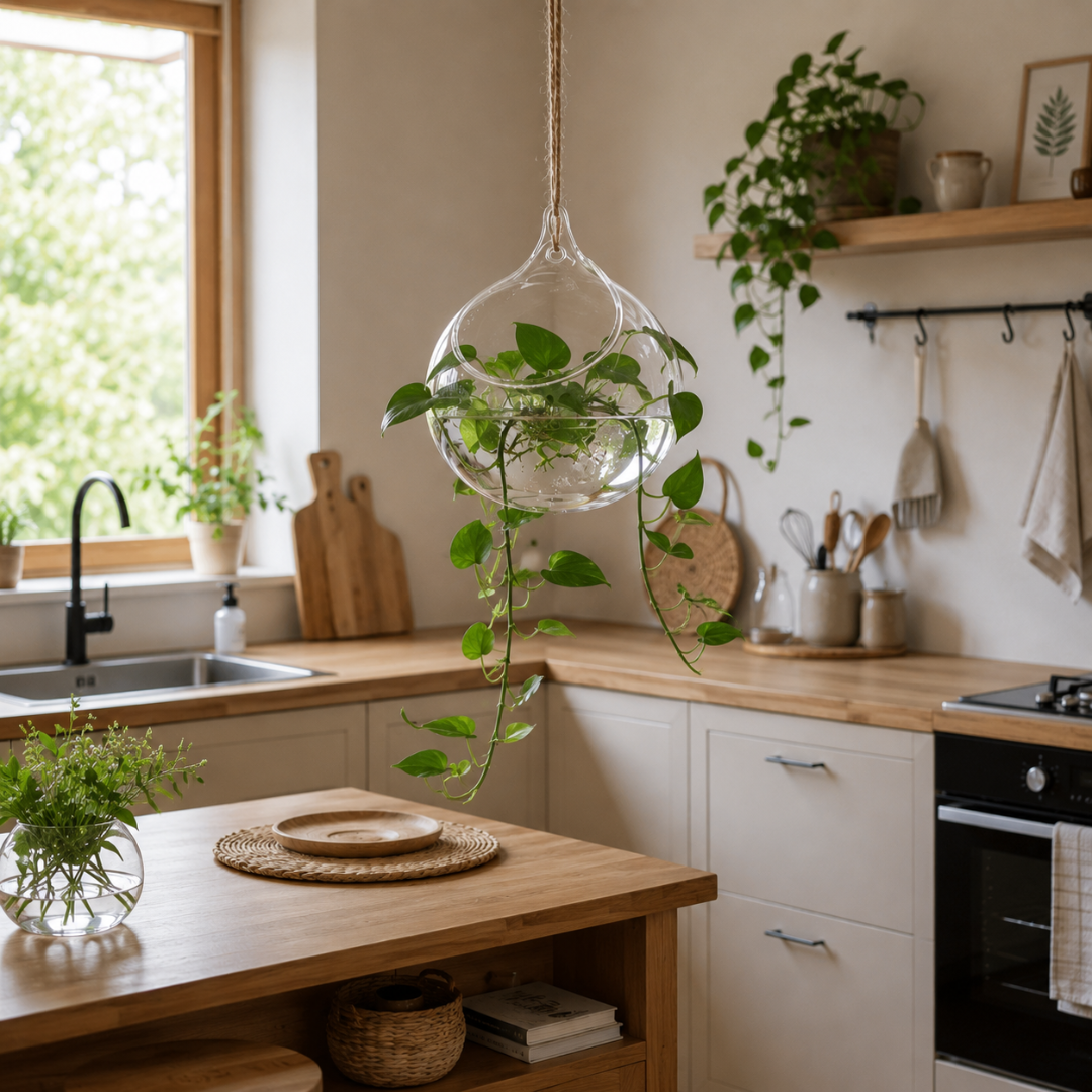 Vase suspendu avec corde