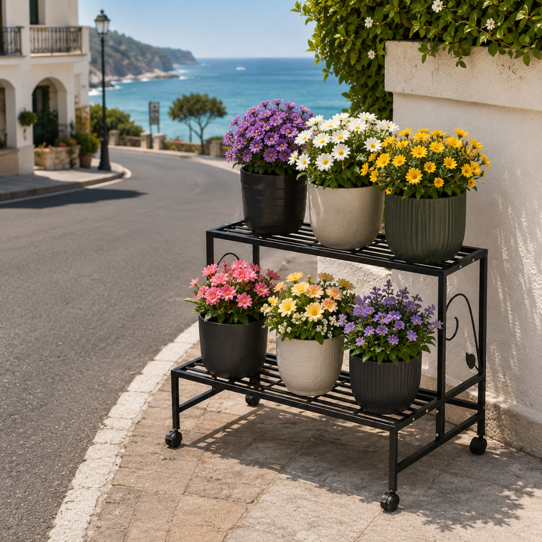 Support à roulettes pour plantes extérieur