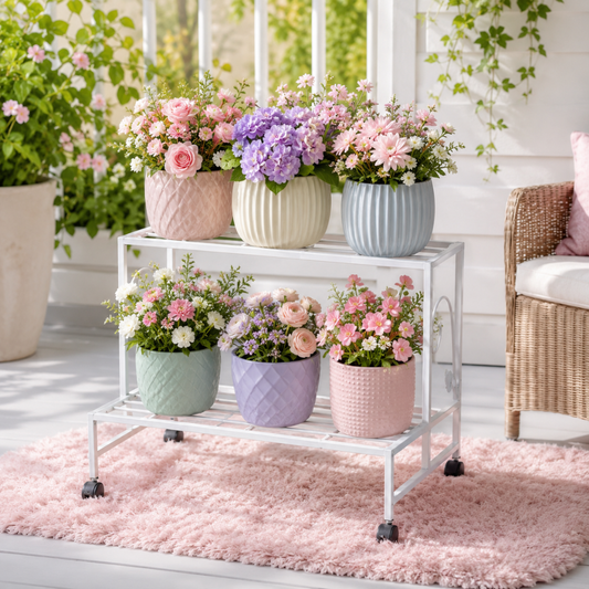 Support à roulettes pour plantes extérieur