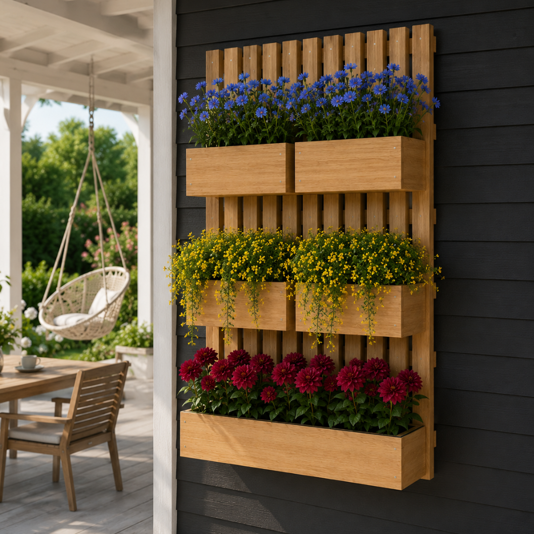 Jardinière murale en bois
