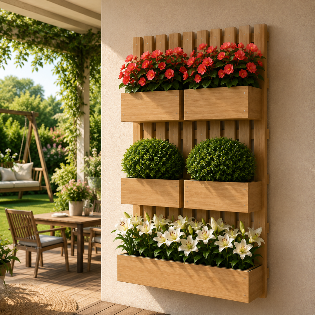 Jardinière murale en bois