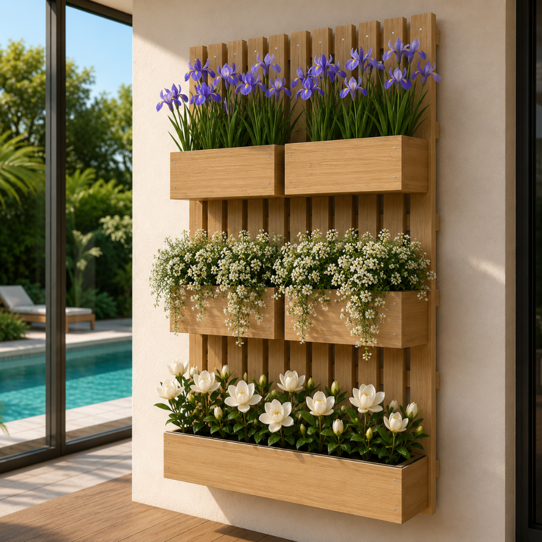 Jardinière murale en bois