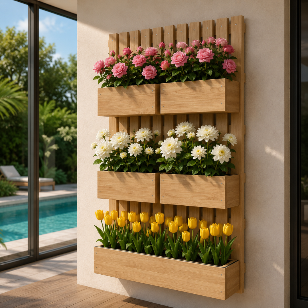 Jardinière murale en bois