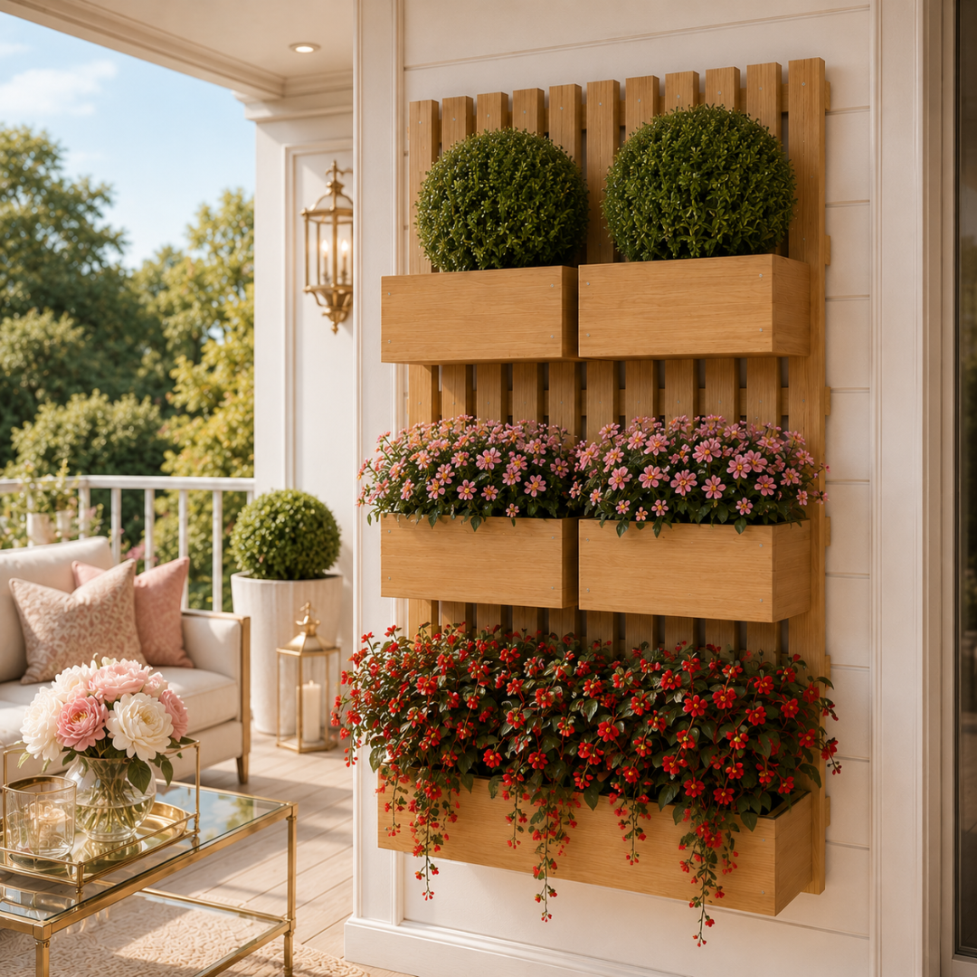 Jardinière murale en bois