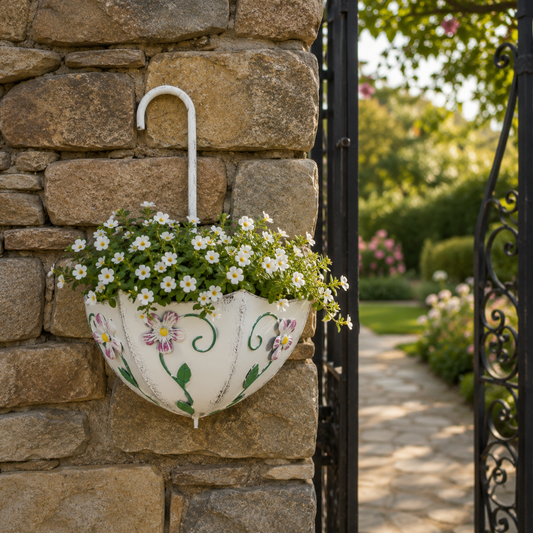 Jardinière suspendue en fer forgé
