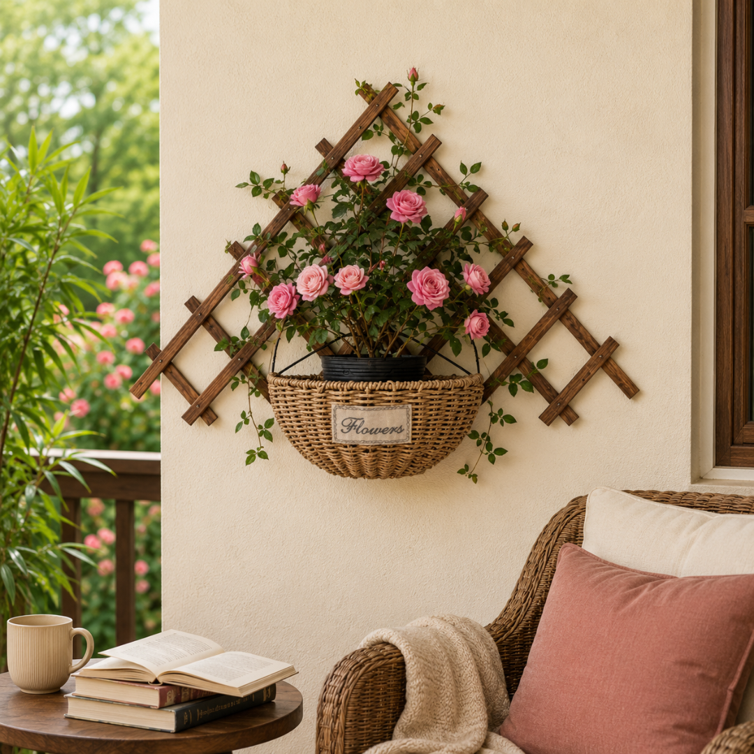 Support en bois pour plantes grimpantes