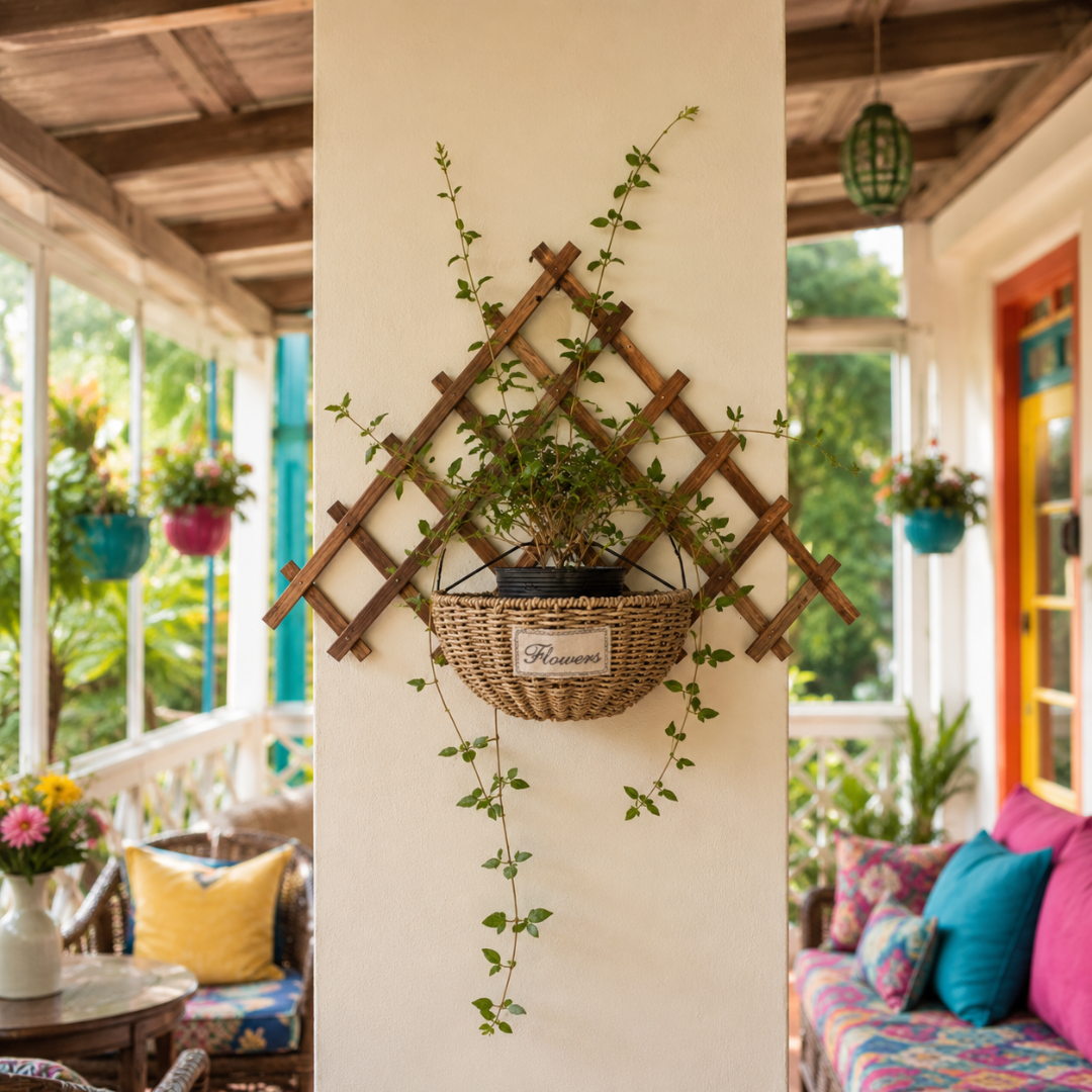 Support en bois pour plantes grimpantes