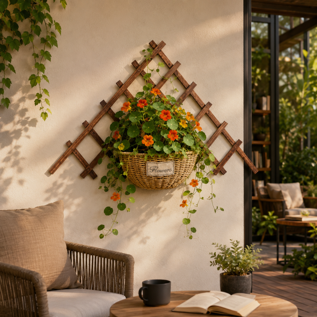 Support en bois pour plantes grimpantes