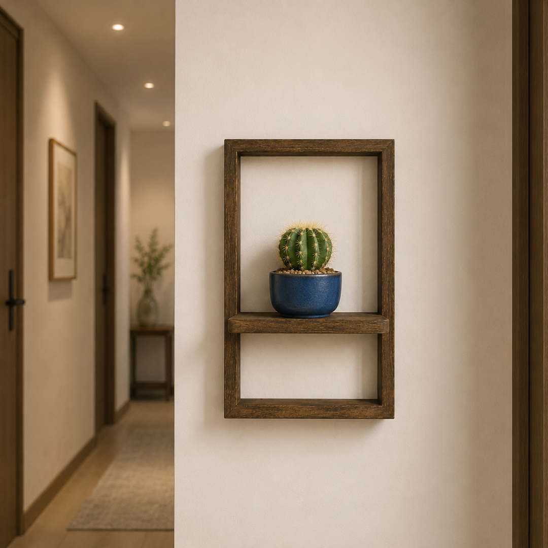 Support mural en bois pour plantes d'intérieur