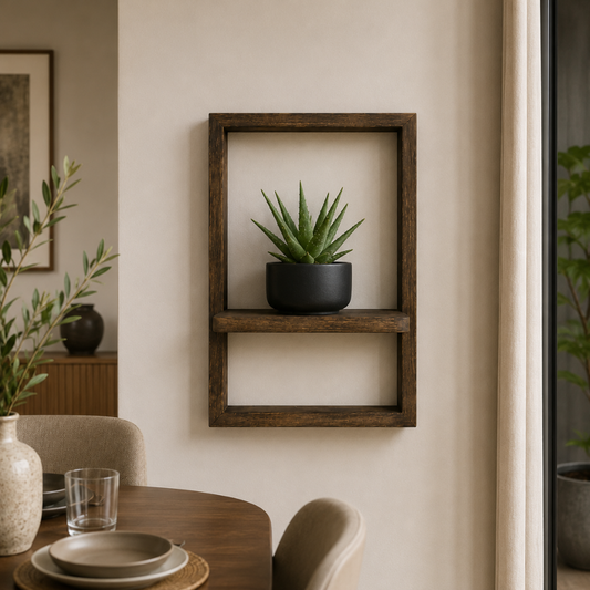 Support mural en bois pour plantes d'intérieur