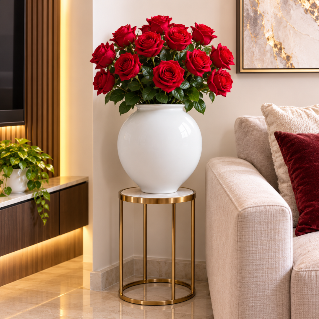 Vase rond blanc
